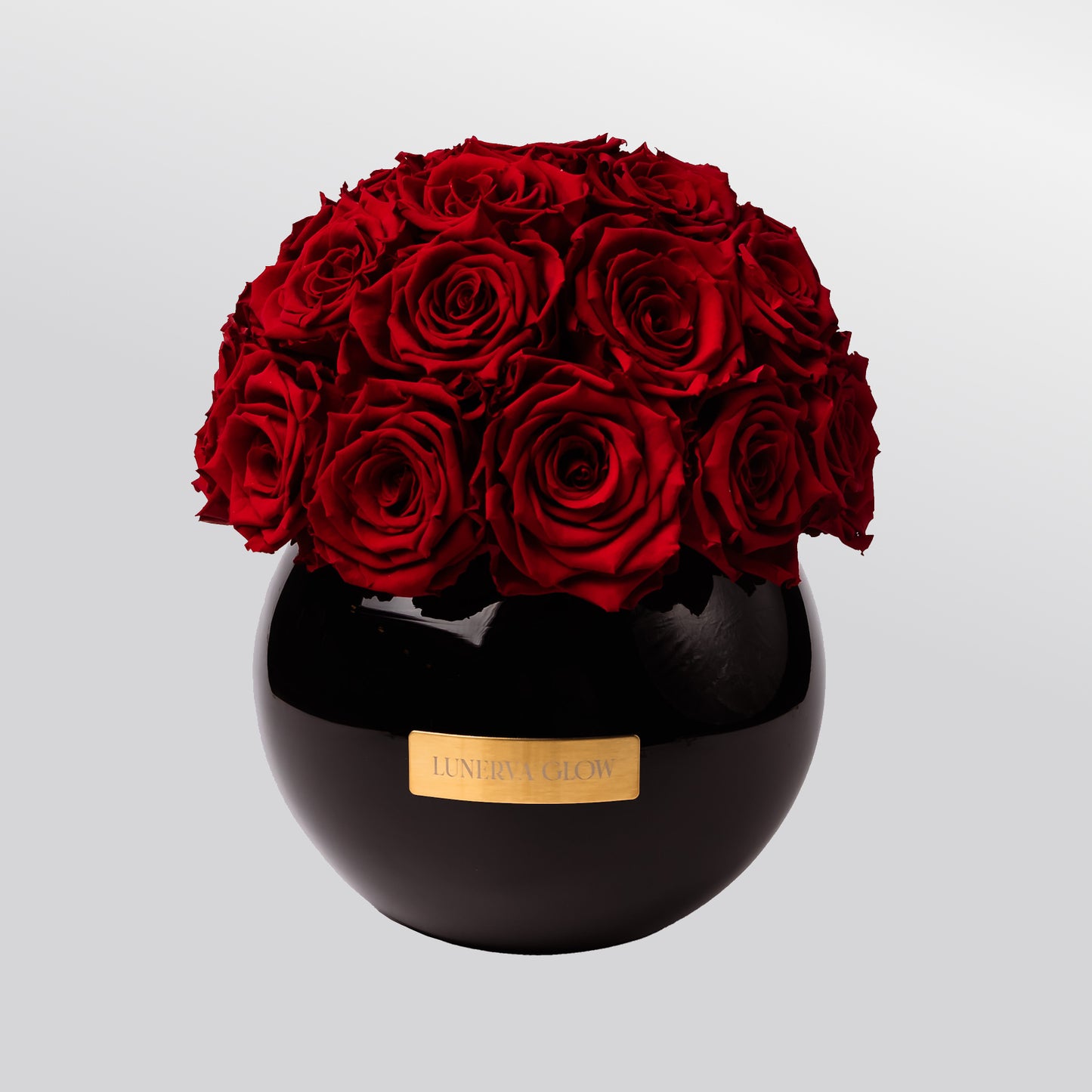 Schwarze Glasvase mit Rote Infinity Rosen - Luxus Deco Vase |LUNERVA GLOW