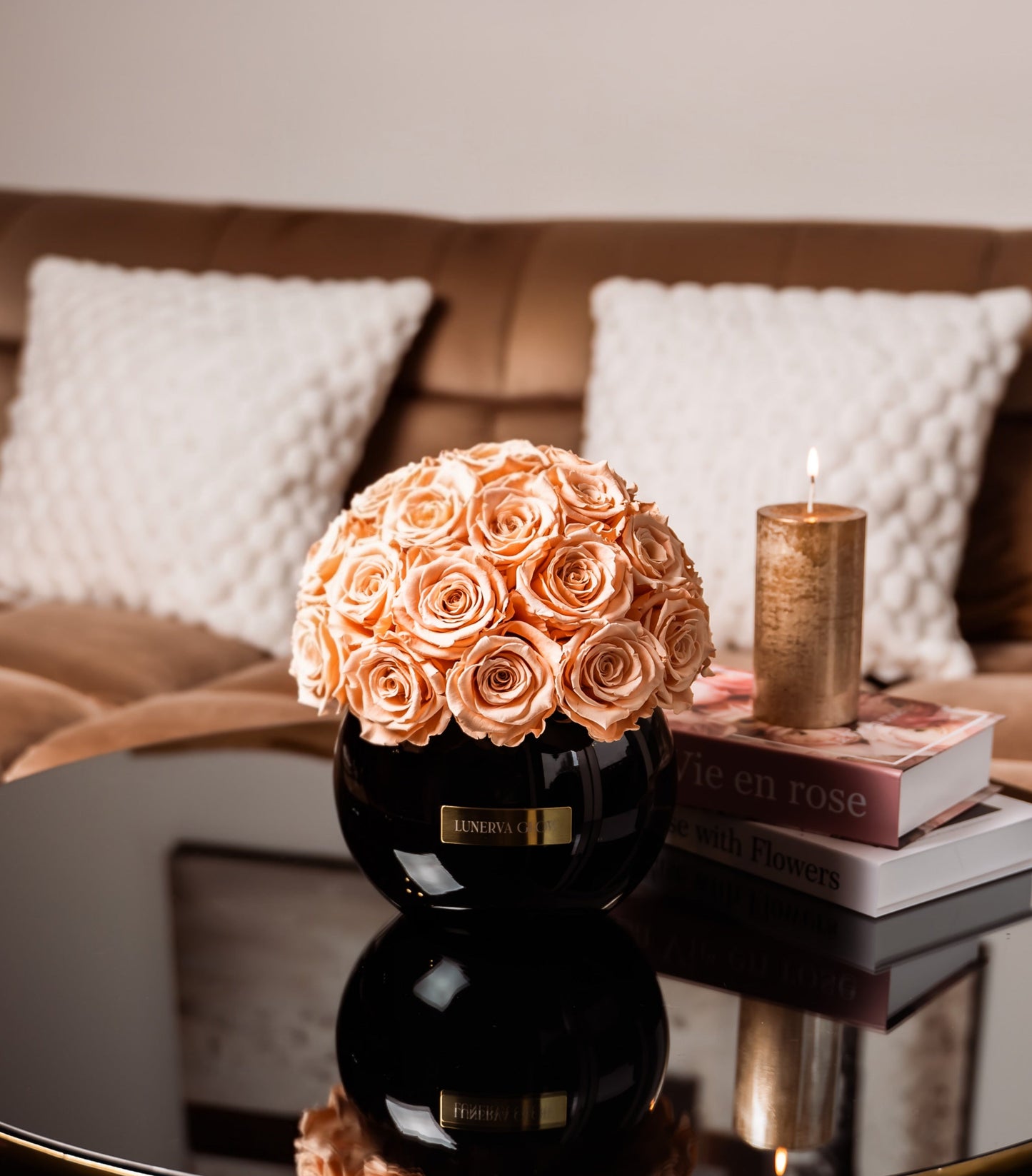 Black Glass Vase |Peach|M