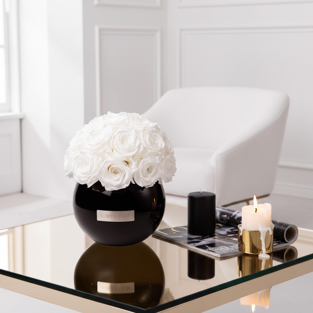 Black Glass Vase |White