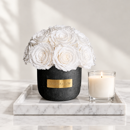 Black Solid Beton Vase XS|White