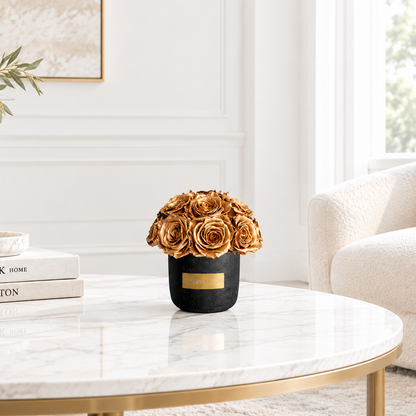 Black Solid Beton Vase XS|Metallic Gold