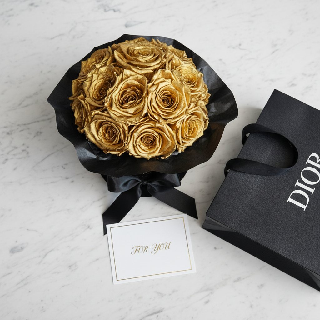 Black Splendid Flowerbox| Gold