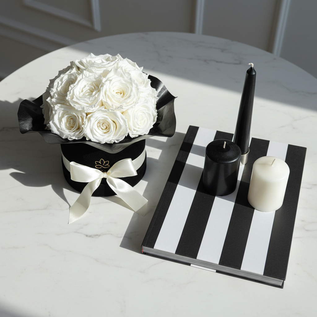 Schwarze Splendid Infinity Flowerbox, elegant, luxuriös. Ein besonderes Geschenk | Lunerva Glow 