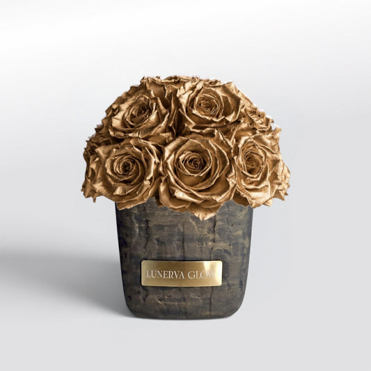 Square Solid Vase S| Metallic Gold