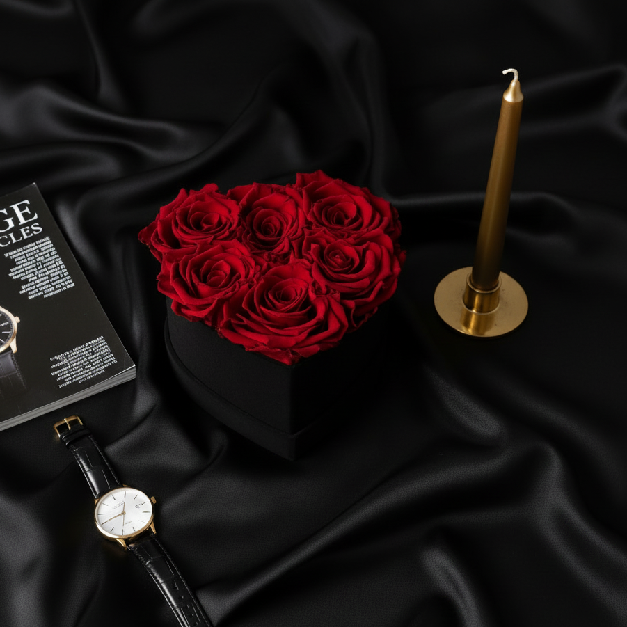 Black Velvet Heartbox |Red|S