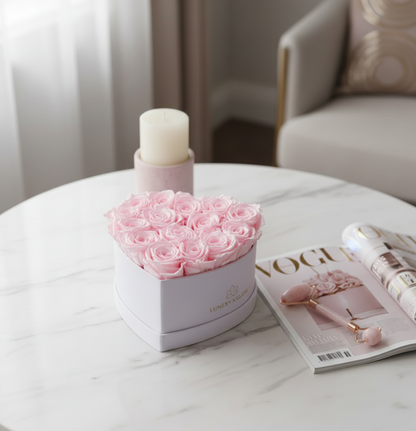 White Velvet Heartbox |Bridal Pink|M
