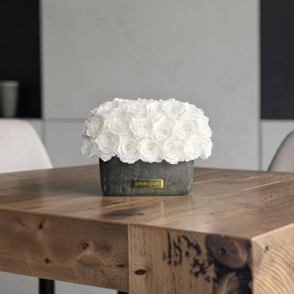Black-Gold Oval Vase| White