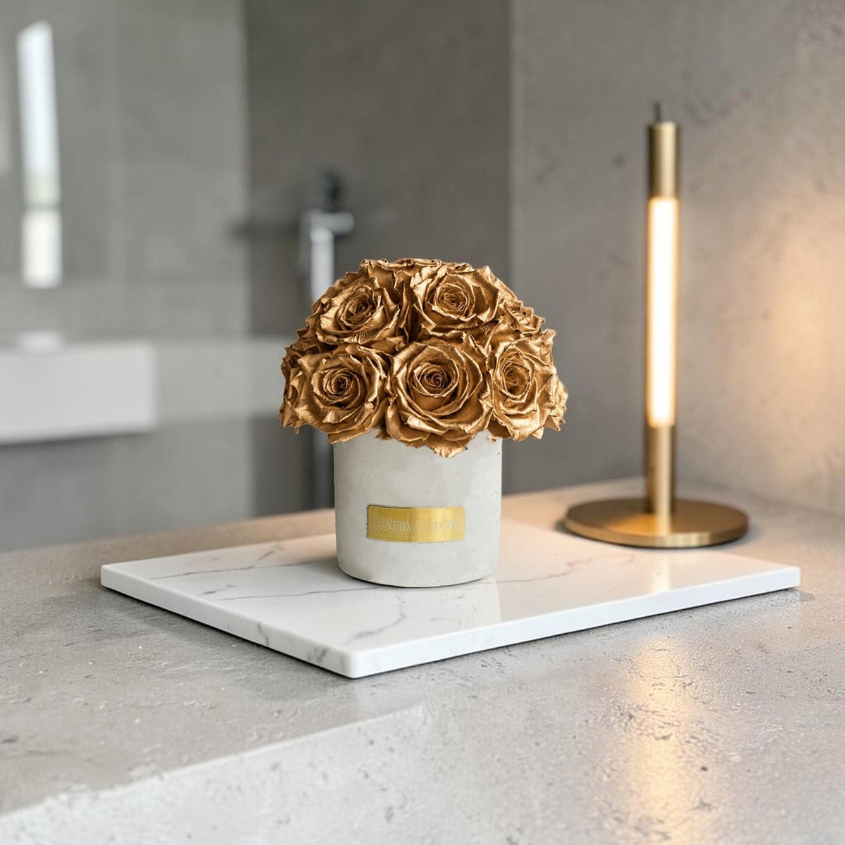 Gray Solid Beton Vase XS|Metallic Gold