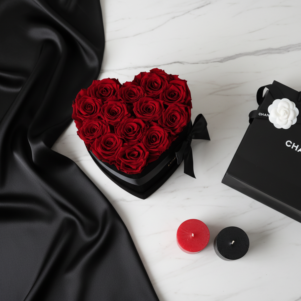 Black Velvet Heartbox |Red|M