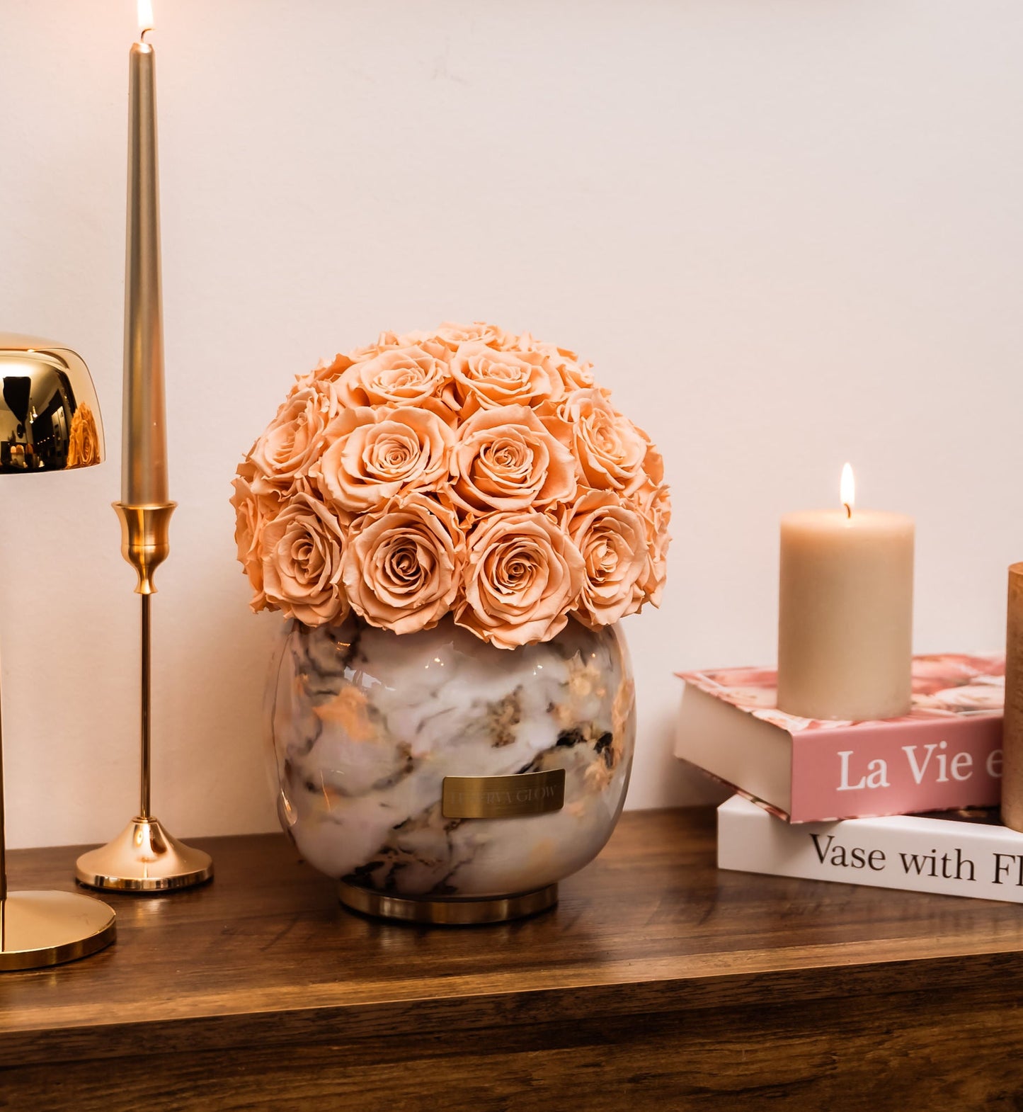 White Metal Vase |Peach|M