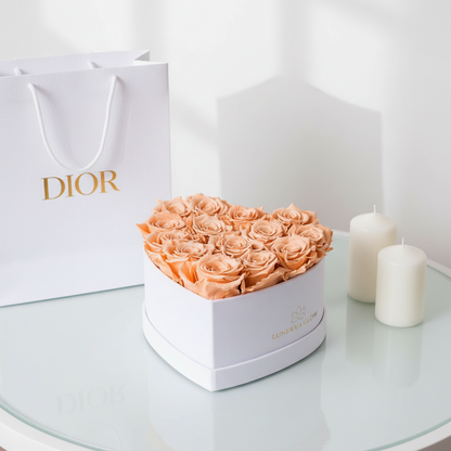 White Velvet Heartbox |Peach|M