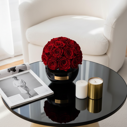 Black Glass Vase |Red