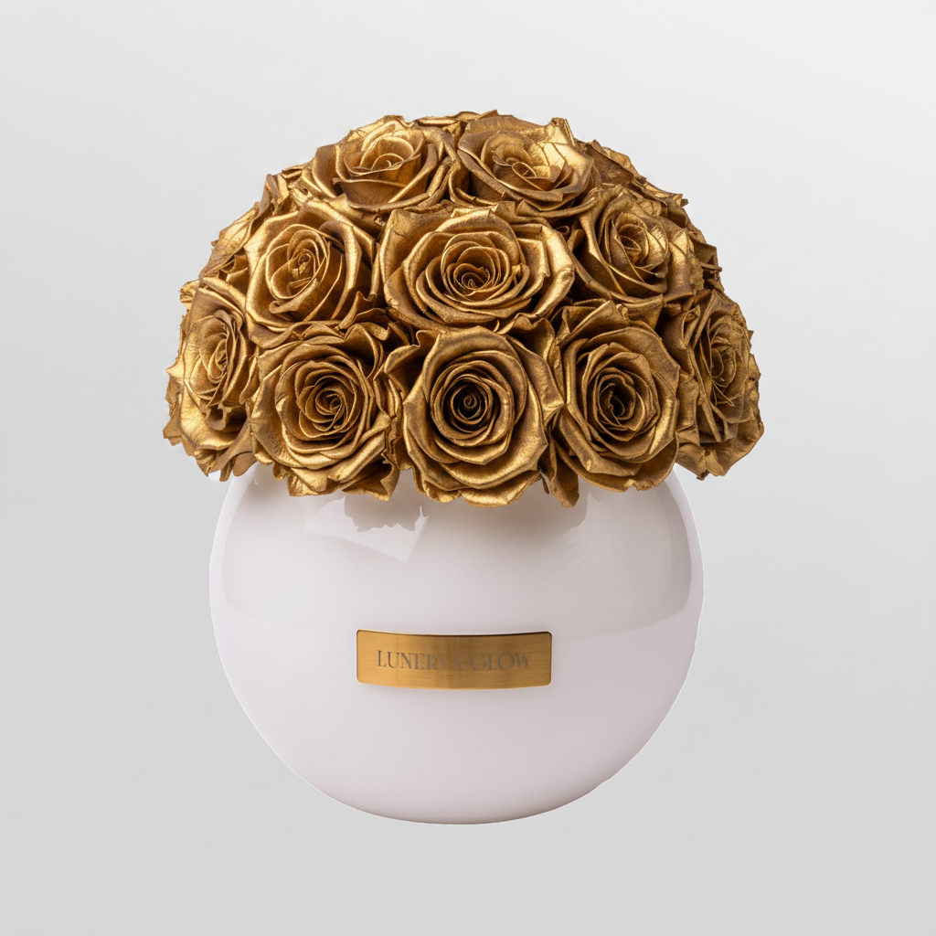 White Glass Vase |Gold
