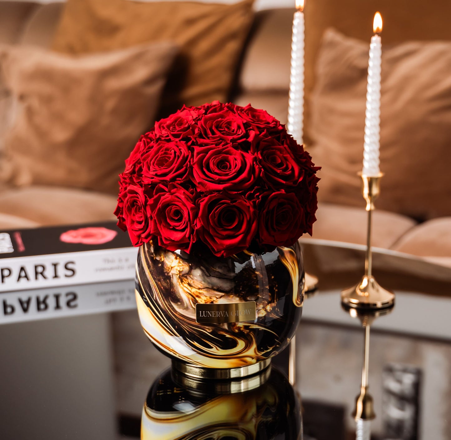 Black Metal Vase |Red|M