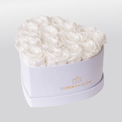 Weiße Infinity Rosenbox als edles Geschenk- LUNERVA GLOW 