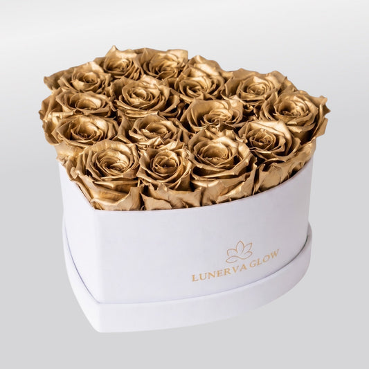 White Velvet Heartbox |Gold