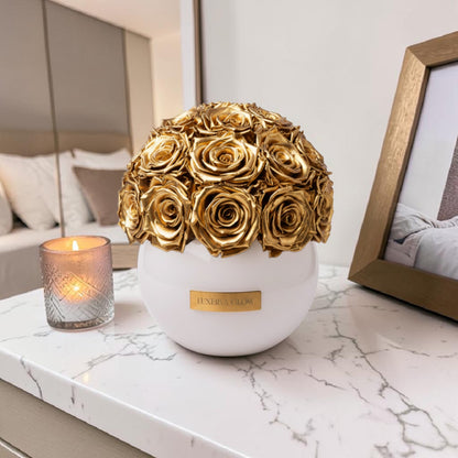 White Glass Vase |Gold