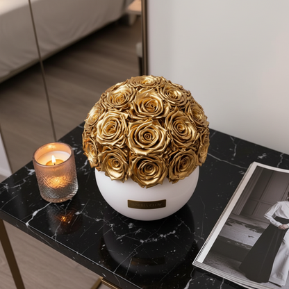 White Glass Vase |Gold
